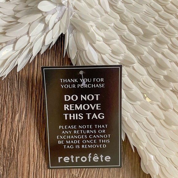 NWT Retrofete White Feather Sequin Gabrielle Robe Dress XS - Picture 10 of 11